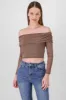 Top off shoulder de mesh liso sold by Shasa