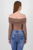 Top off shoulder de mesh liso sold by Shasa