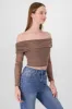 Top off shoulder de mesh liso sold by Shasa