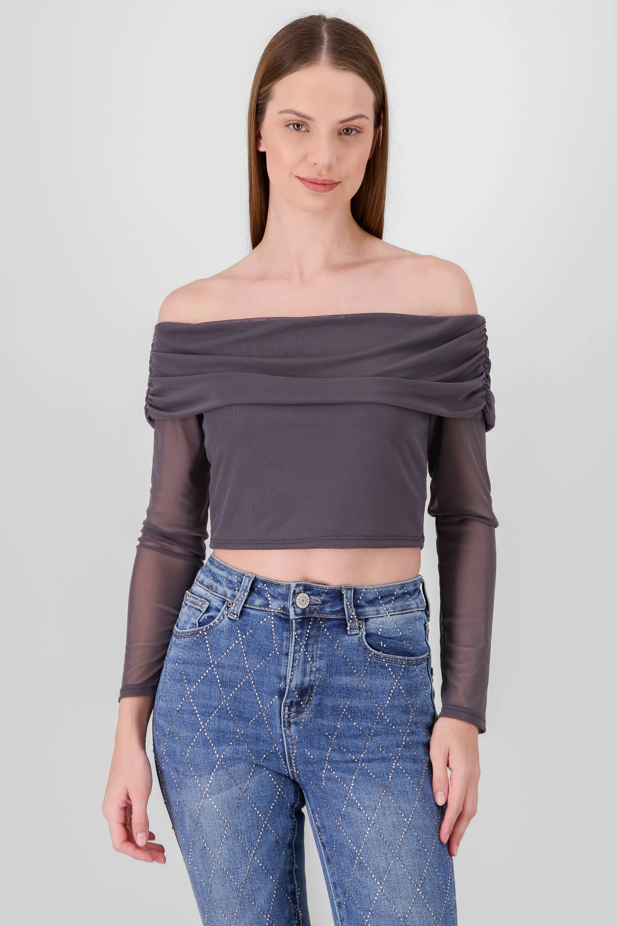 Top off shoulder de mesh liso sold by Shasa product image thumbnail 2