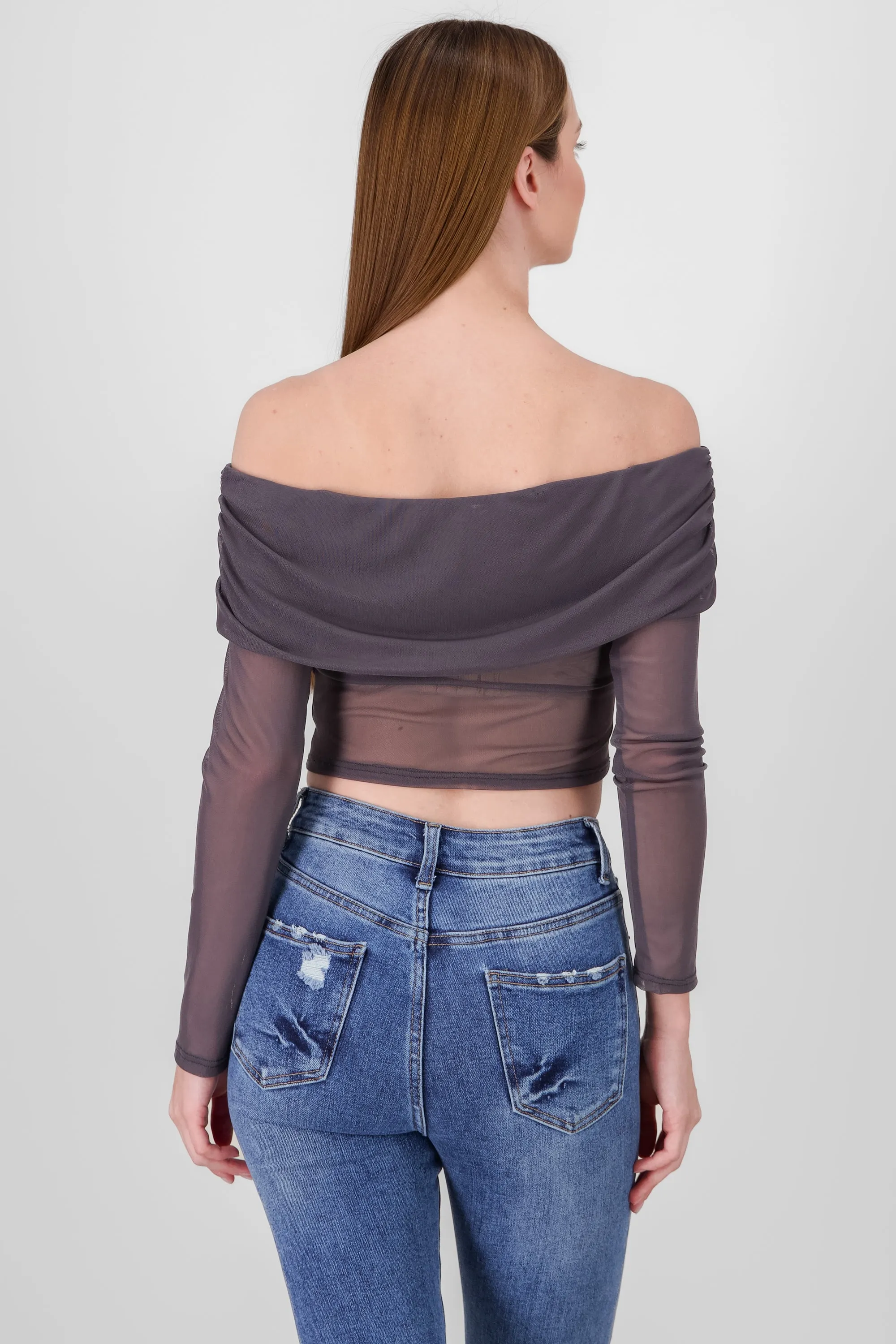 Top off shoulder de mesh liso sold by Shasa product image thumbnail 4