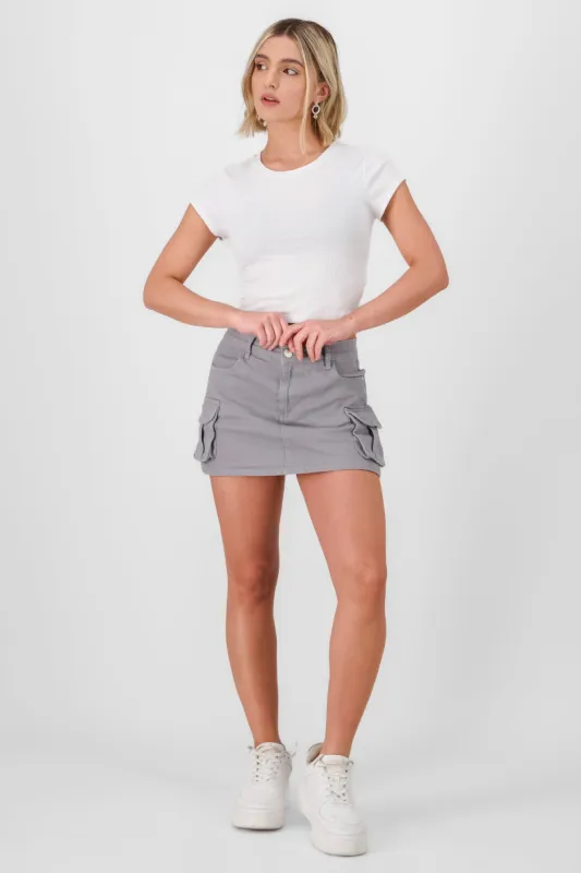 Falda short cargo 2 bolsas parche made by Shasa