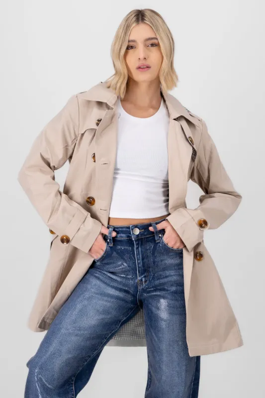 Moschino Beige reversible trench coat in gabardine and satin