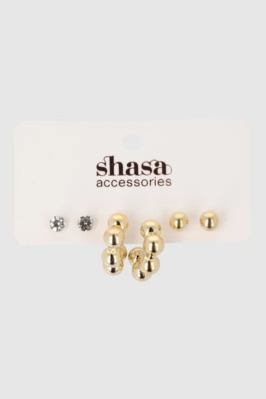 3pr arracadas bolitas sold by Shasa