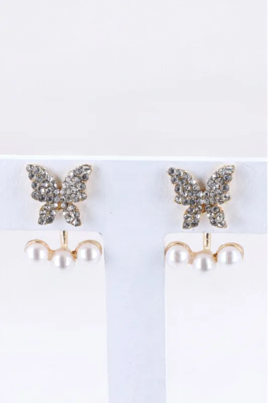 Aretes Mariposa Brillos Perlas sold by Shasa