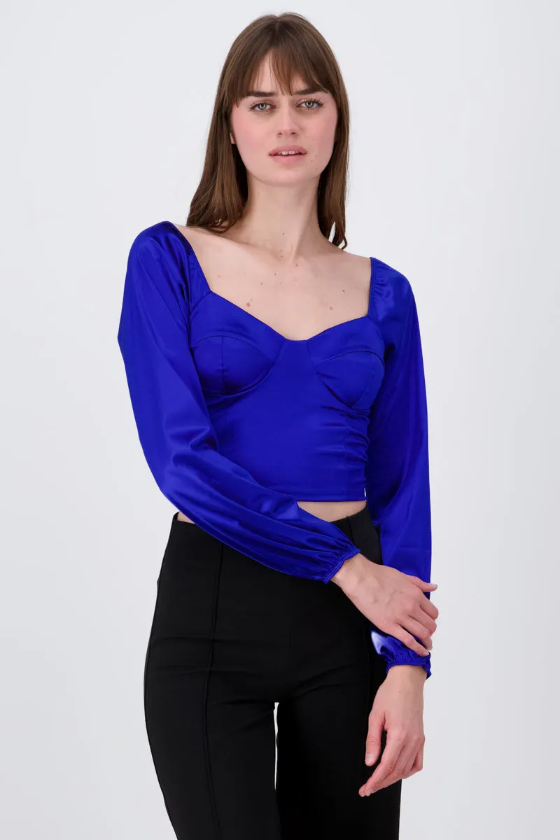 Blusa crop bustier satín sold by Shasa