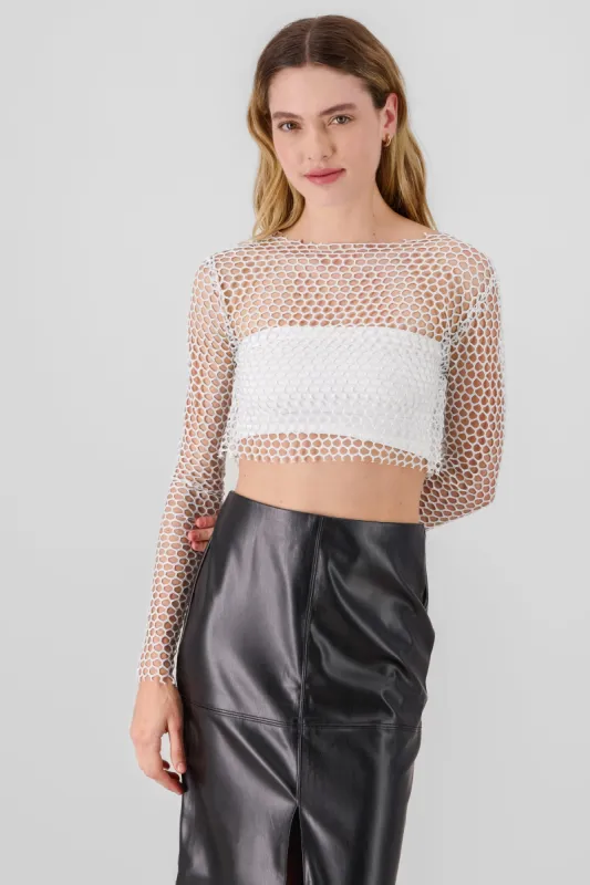 Top crop acanalado detalle brillos sold by Shasa