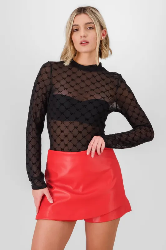 Bodysuit mesh flock estampado moños sold by Shasa