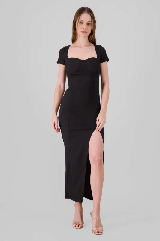 Vestido maxi con copas rib sold by Shasa