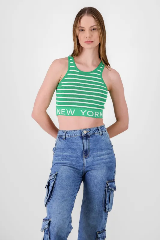 Top sin mangas rayas detalle new york sold by Shasa