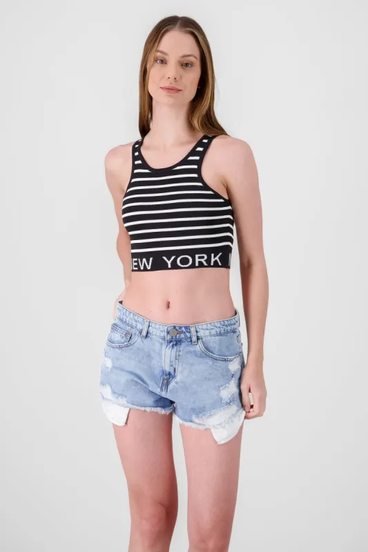 Top sin mangas rayas detalle new york sold by Shasa