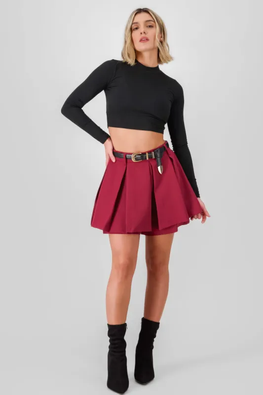 Falda short tableada detalle cinturon sold by Shasa