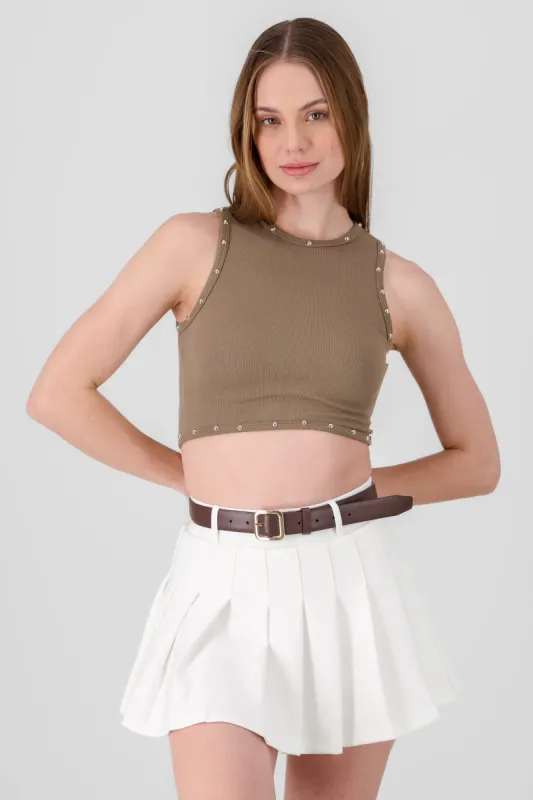 Crop top sin mangas detalle estoperoles sold by Shasa
