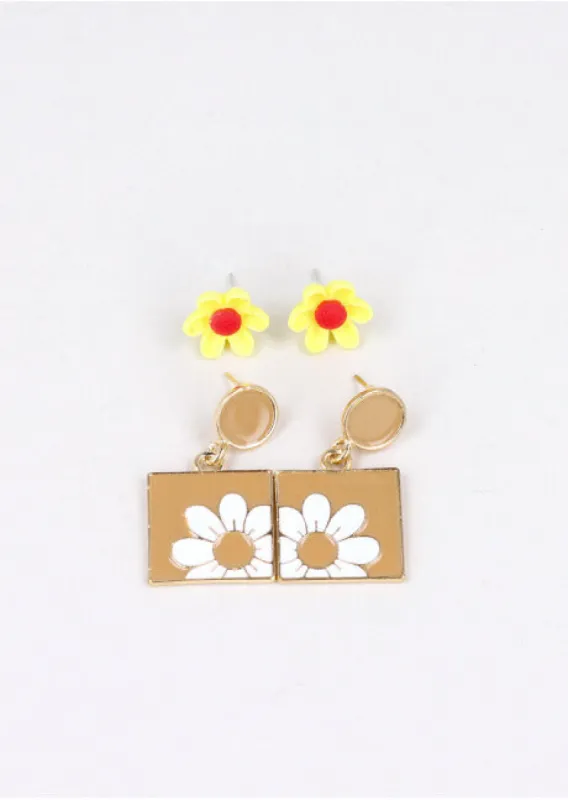 2 Pr Aretes Cuadro Flor sold by Shasa