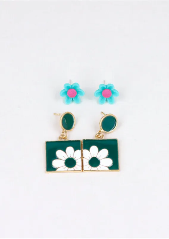 2 Pr Aretes Cuadro Flor sold by Shasa