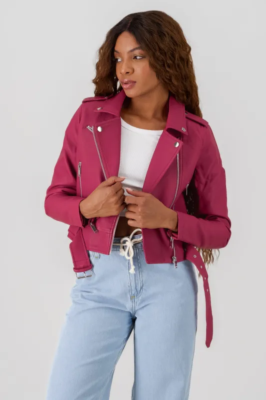 Chamarra Biker Efecto Piel Cierre sold by Shasa