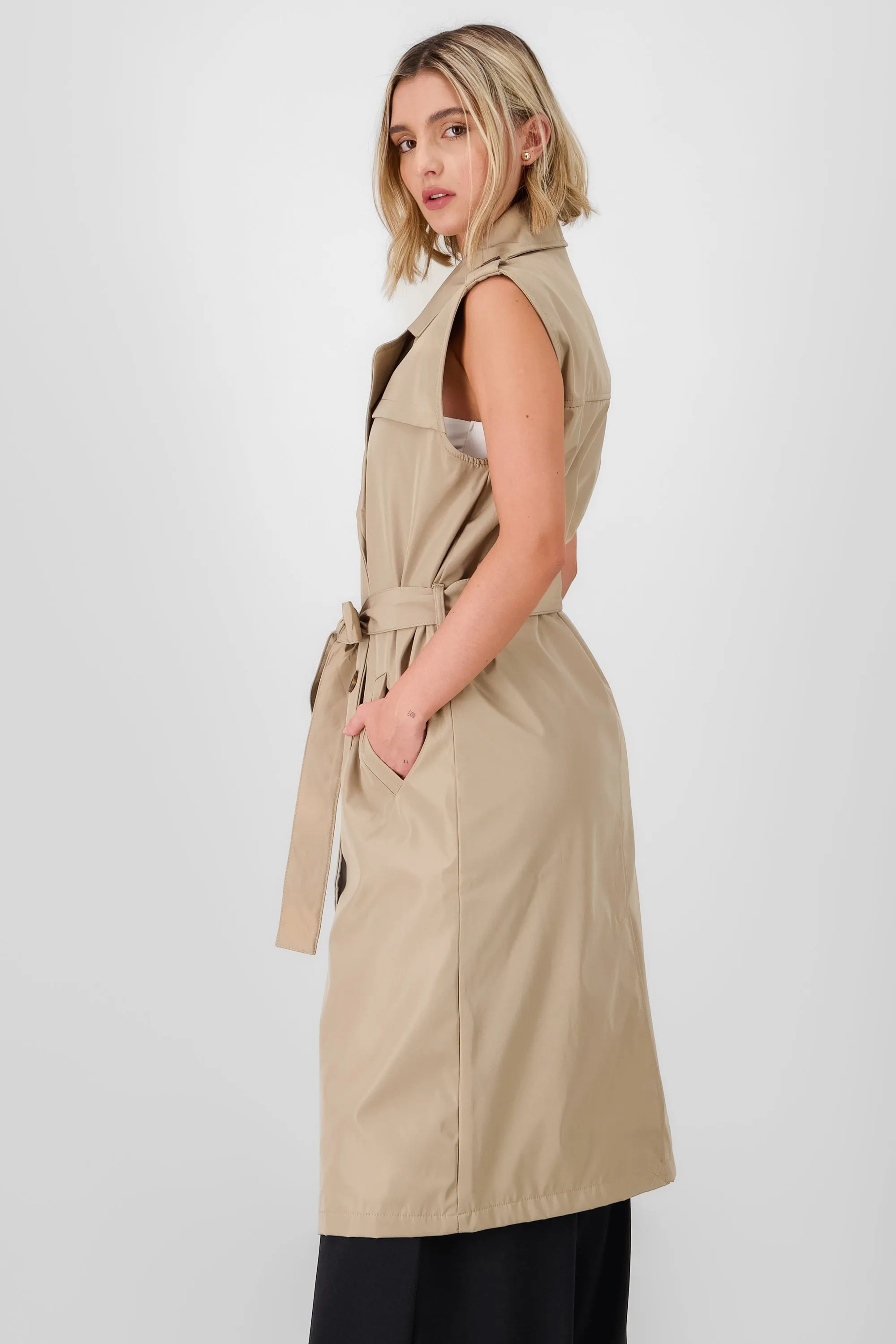 Chaleco gabardina maxi con cinturon Hypsters sold by Shasa product image thumbnail 3