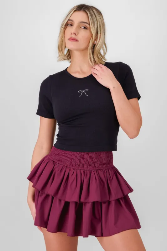 Crop top detalle moño manga corta sold by Shasa