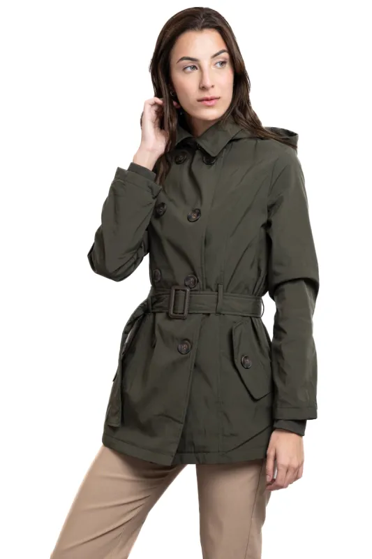 Gabardina monocolor botones cinturón sold by Shasa