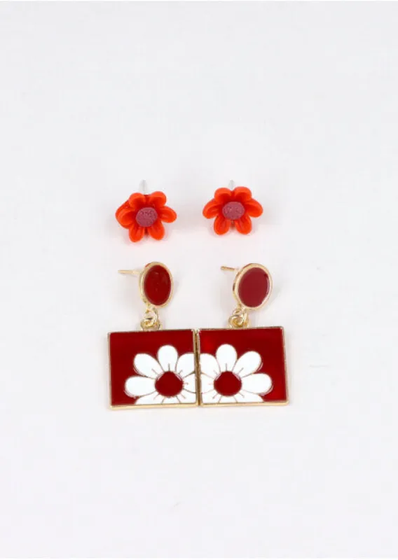 2 Pr Aretes Cuadro Flor sold by Shasa
