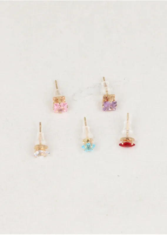 Set 5 aretes studs brillo sold by Shasa