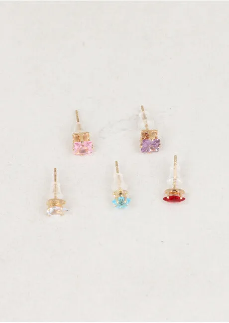 Set 5 aretes studs brillo sold by Shasa