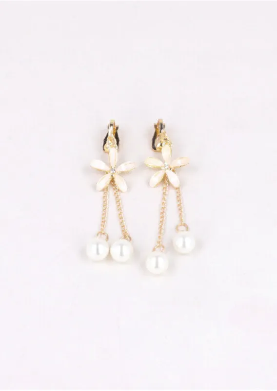 Aretes Flor Cristal Perlas sold by Shasa