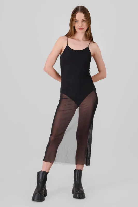 Vestido con transparencia y bodysuit sold by Shasa