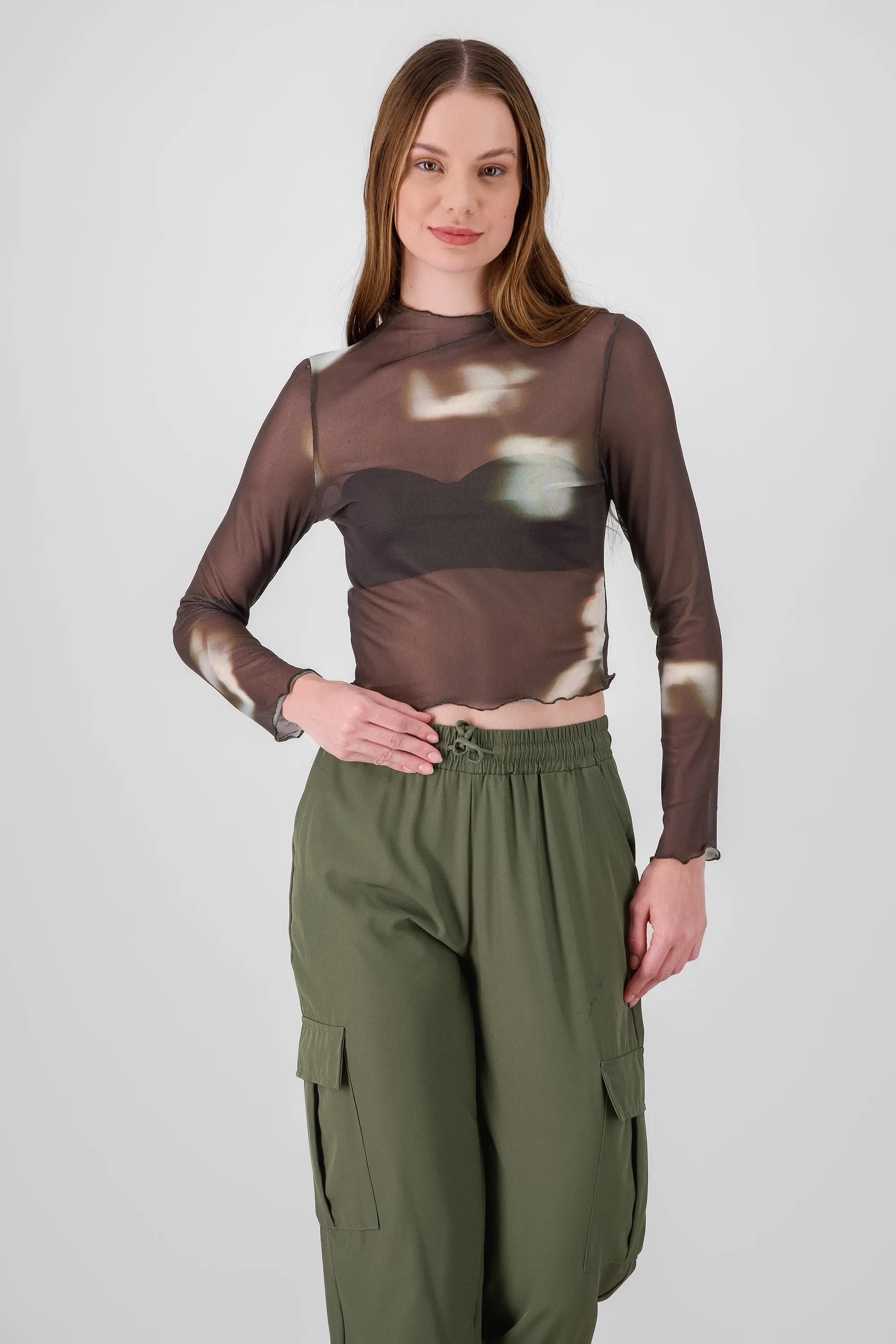 Top manga larga mesh sold by Shasa