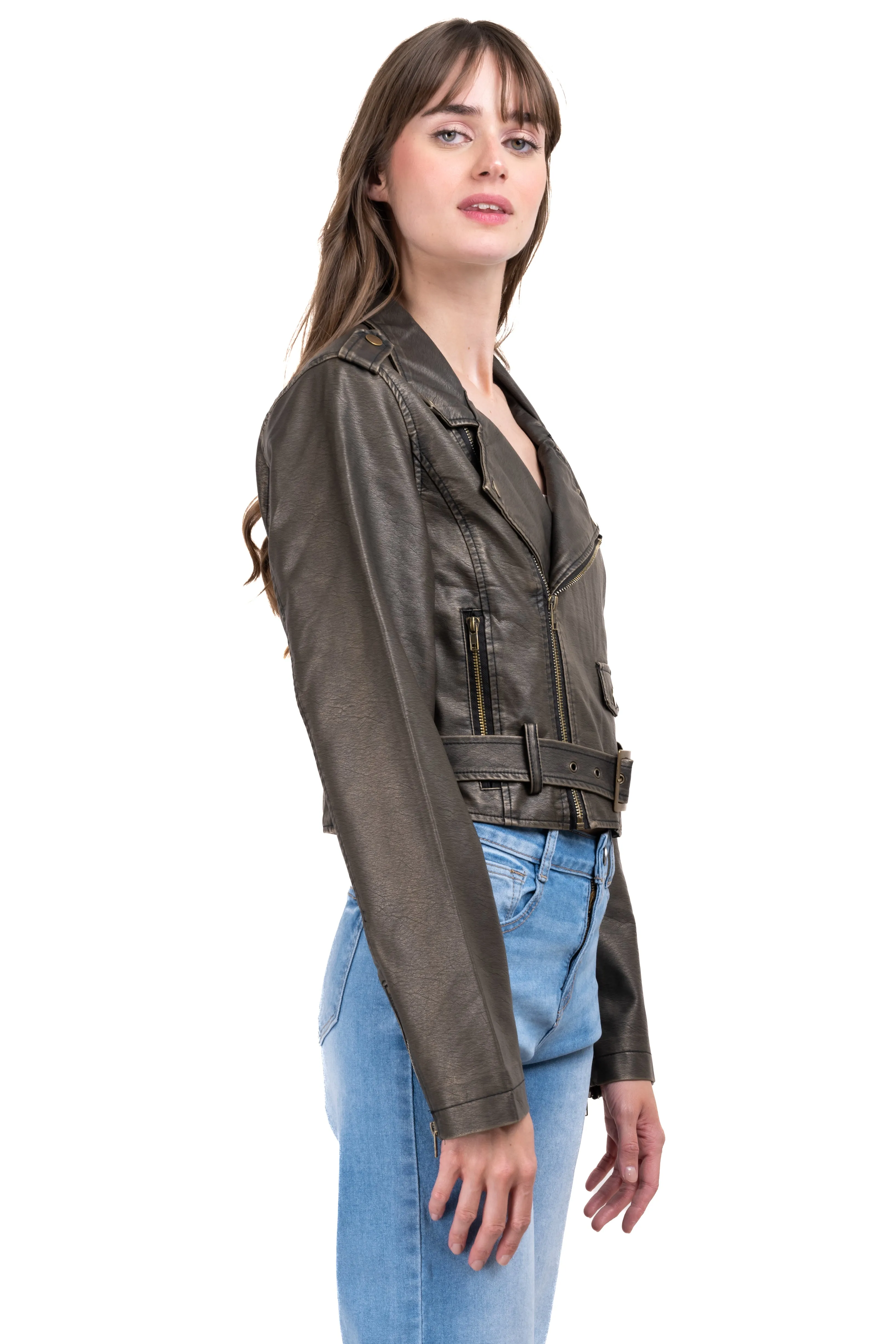 Chamarra biker efecto piel desgaste sold by Shasa product image thumbnail 3