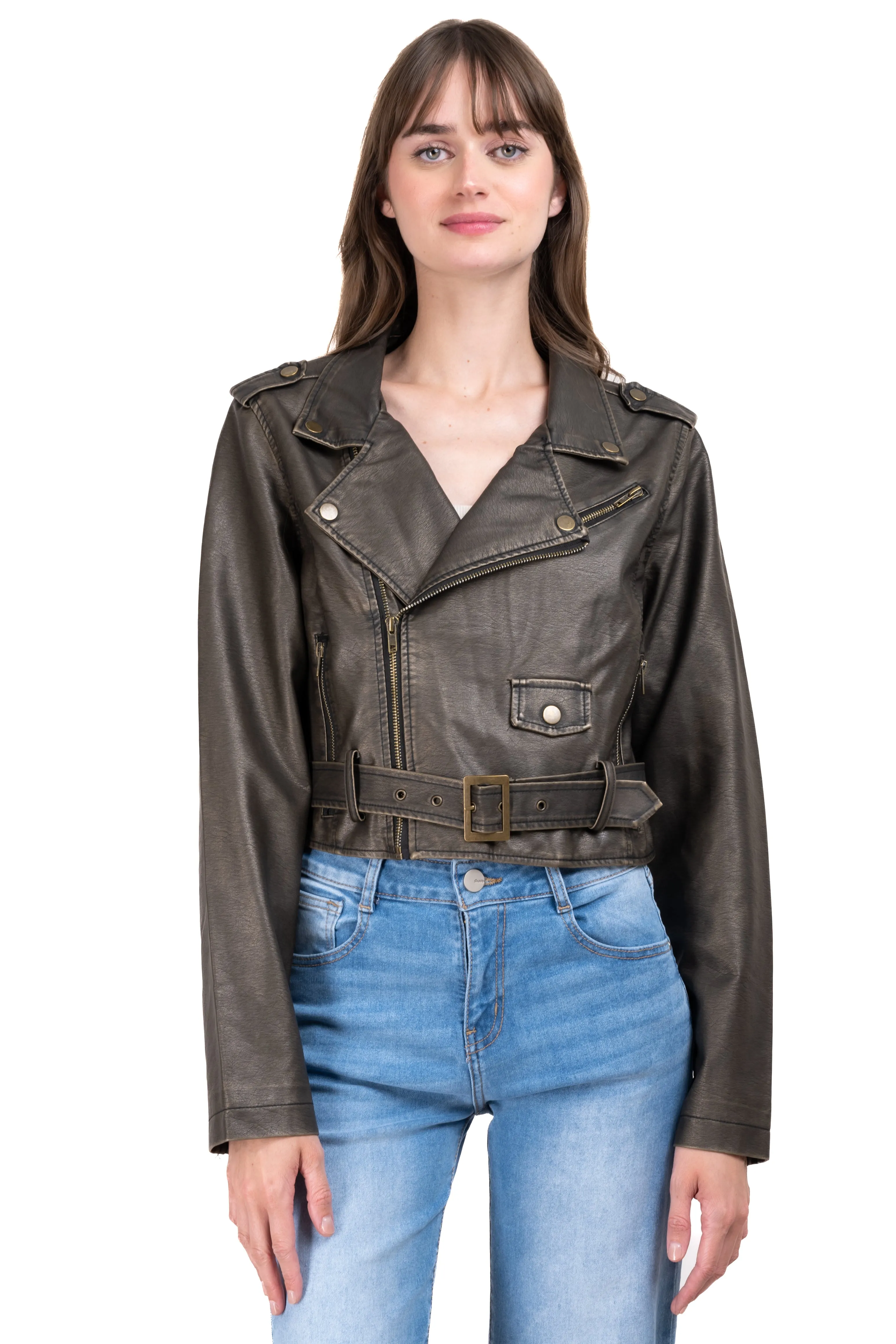 Chamarra biker efecto piel desgaste sold by Shasa product image thumbnail 2