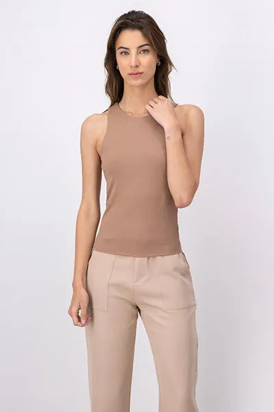 Top acanalado liso cuello redondo sold by Shasa