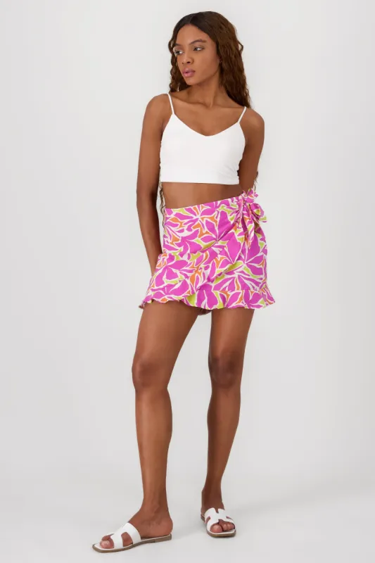 Falda mini envolvente estampado tropical sold by Shasa