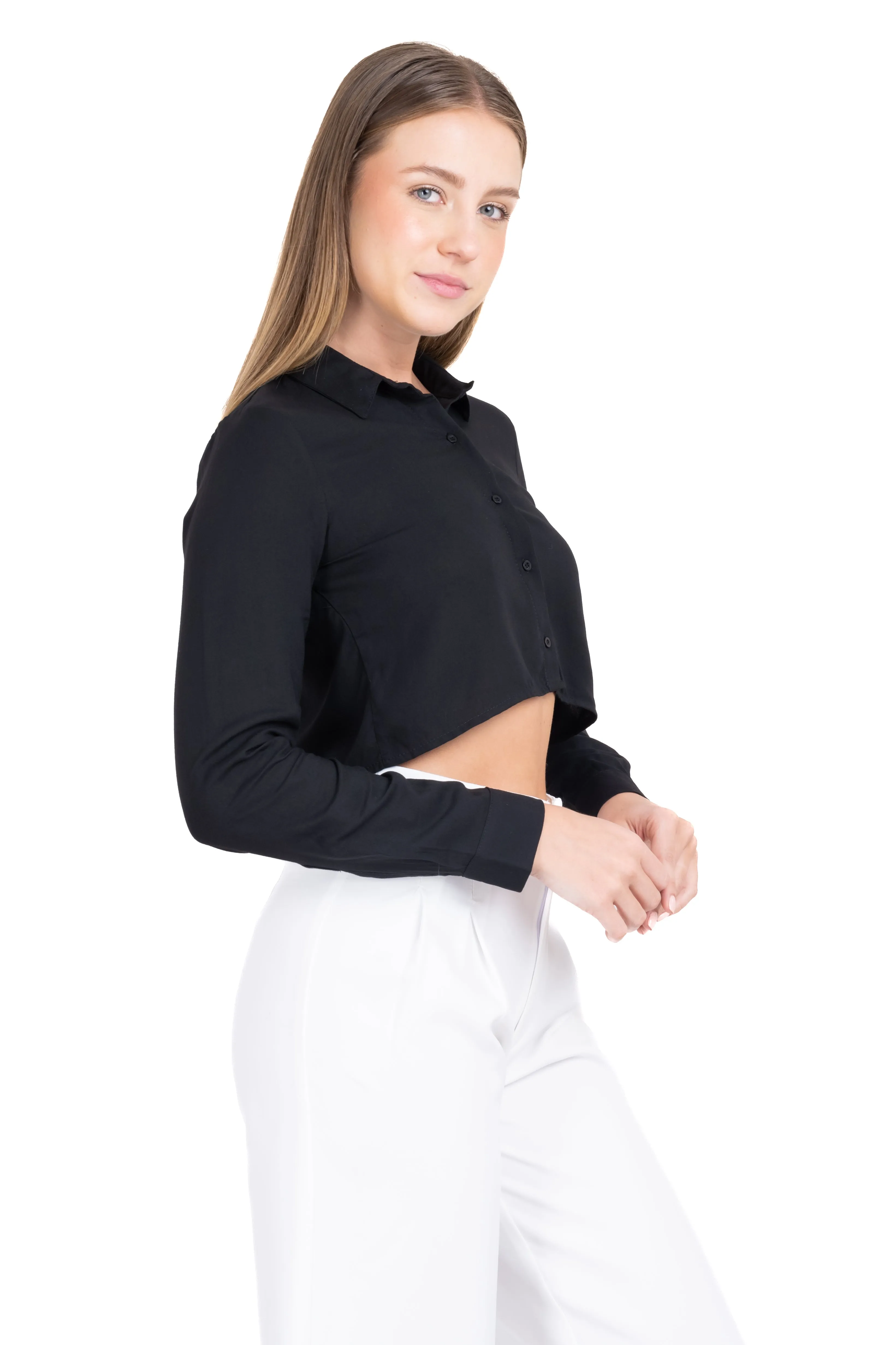 Blusa crop cuello solapa sold by Shasa product image thumbnail 3