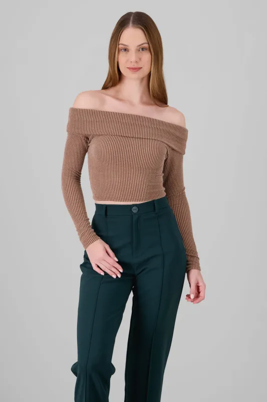 Top Sin Hombros Textura Rib sold by Shasa