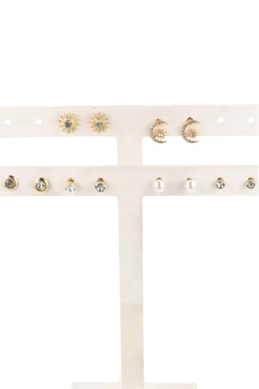 6 Pr Aretes Sol Luna sold by Shasa