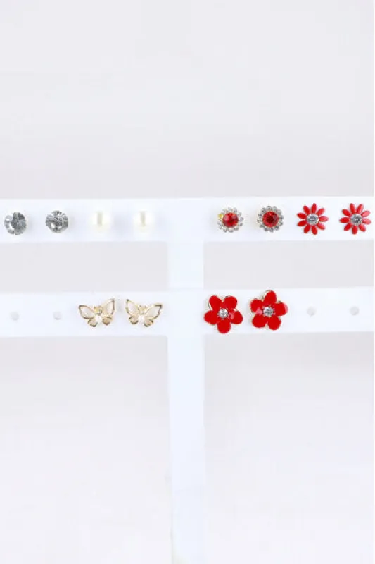 6Pr Aretes Mariposa Flor Color sold by Shasa