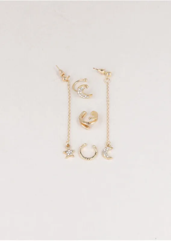 Set Earcuff Luna Aretes Largos sold by Shasa