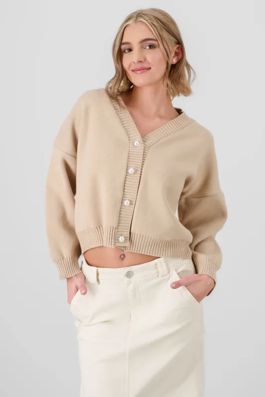 Cardigan liso viscosa con boton perlas Hypsters sold by Shasa