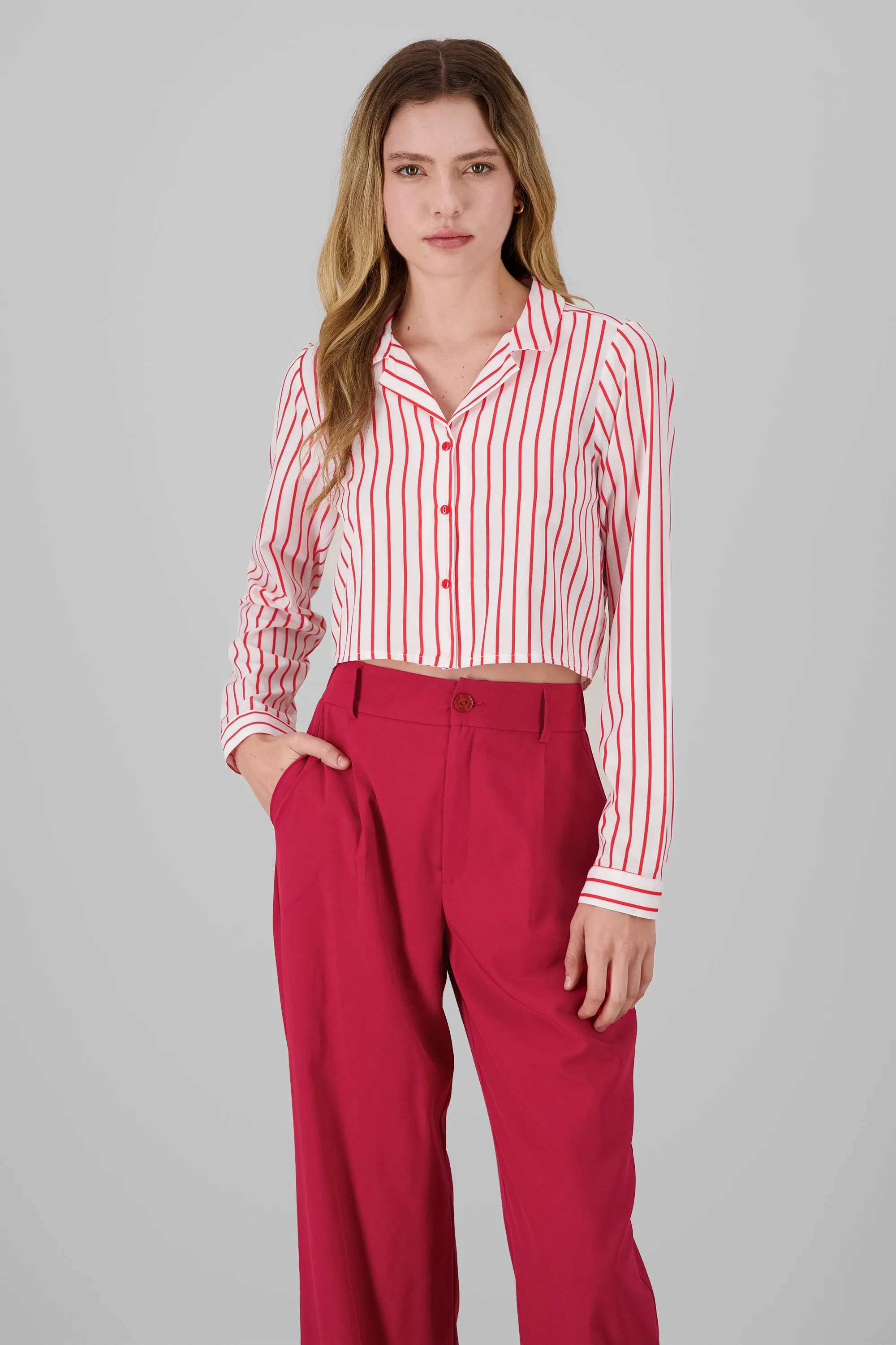 Camisa crop manga larga detalle rayas sold by Shasa product image thumbnail 2
