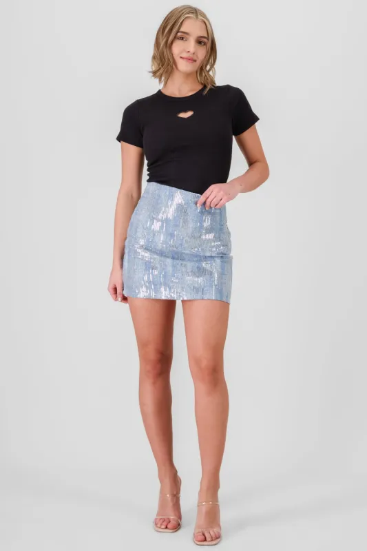 Falda denim con lentejuelas sold by Shasa