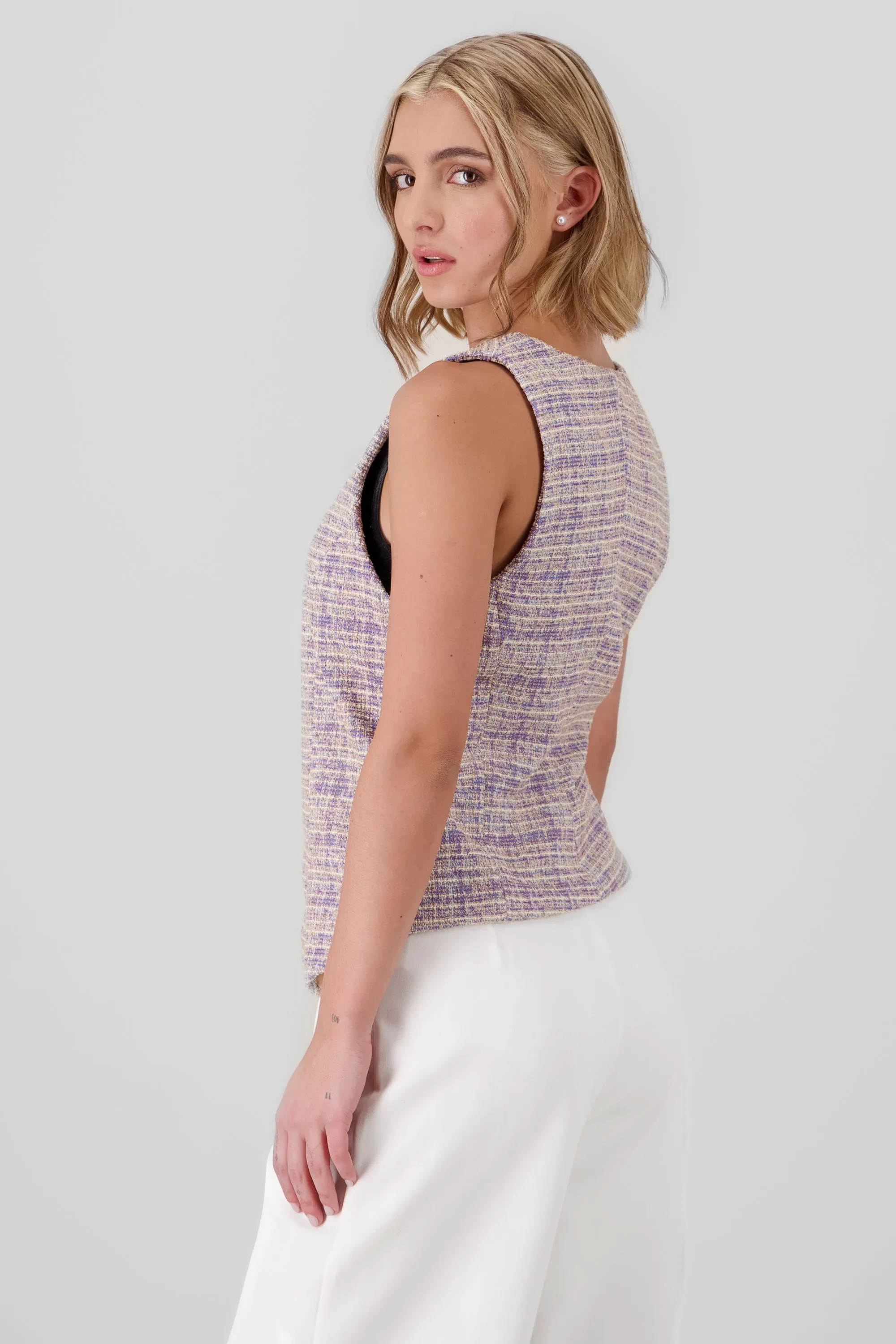 Chaleco tweed con boton brillo Hypsters sold by Shasa product image thumbnail 3