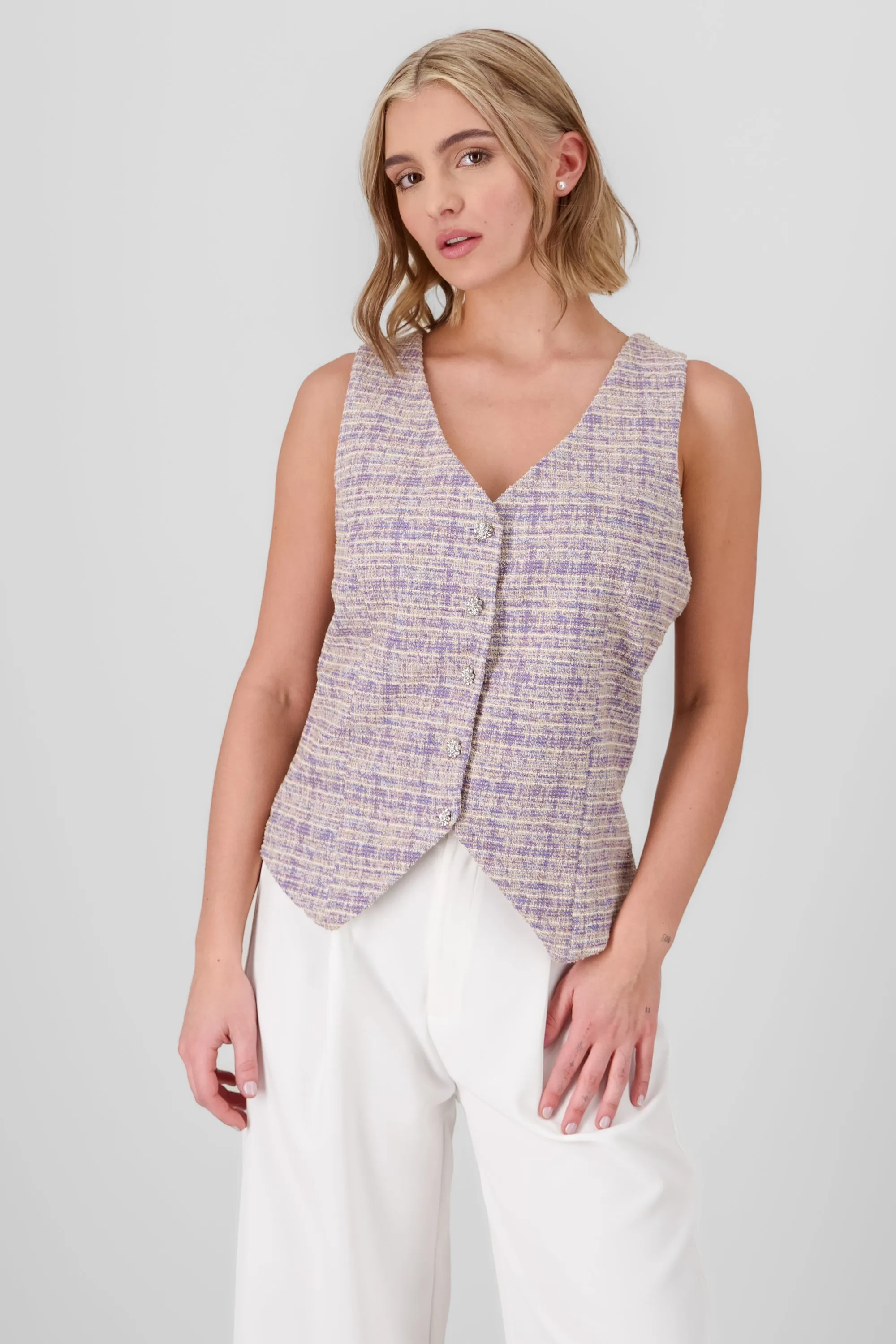 Chaleco tweed con boton brillo Hypsters sold by Shasa product image thumbnail 2