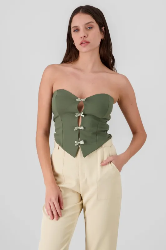 Top strapless detalle moños sold by Shasa