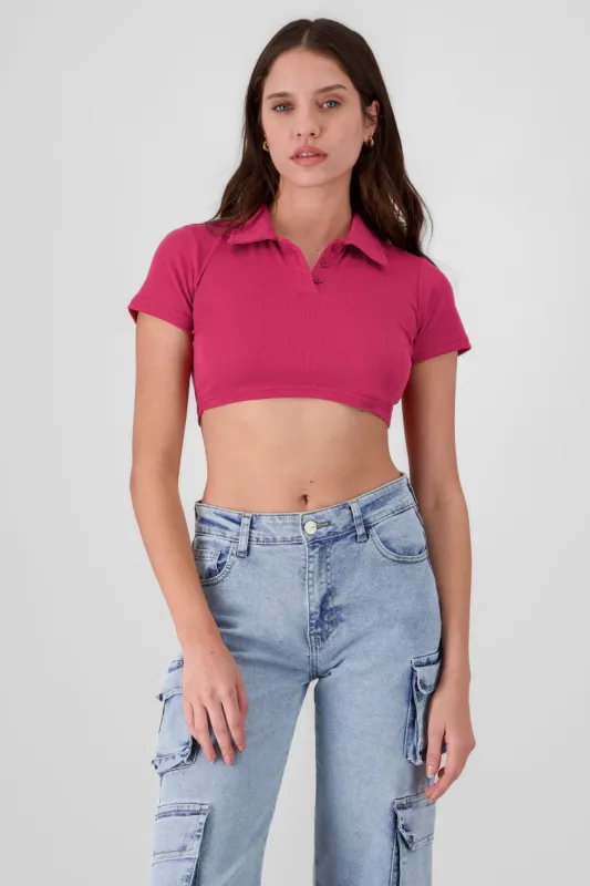 Top cuello polo liso sold by Shasa