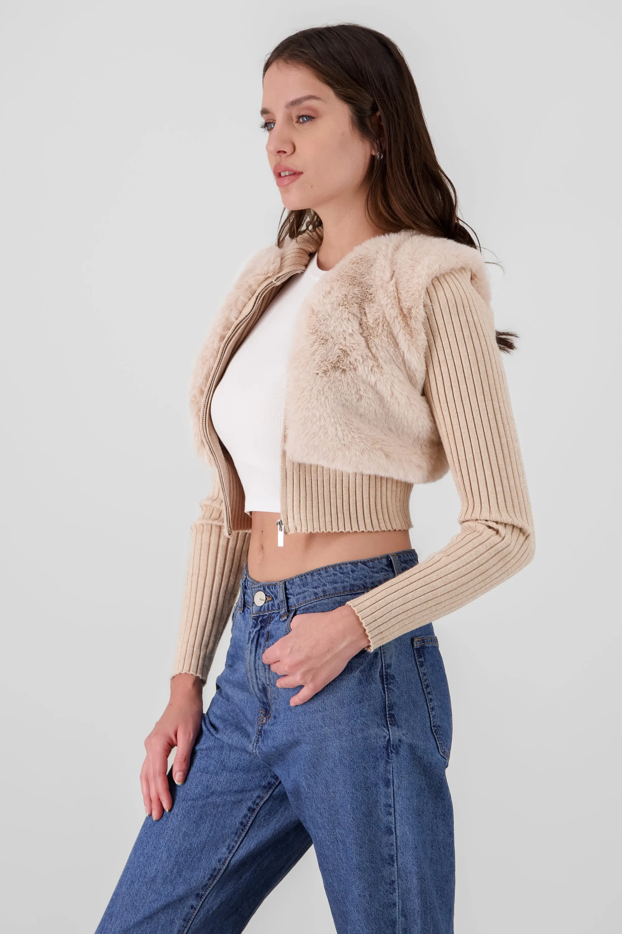 Chaqueta peluche con mangas rib sold by Shasa product image thumbnail 3