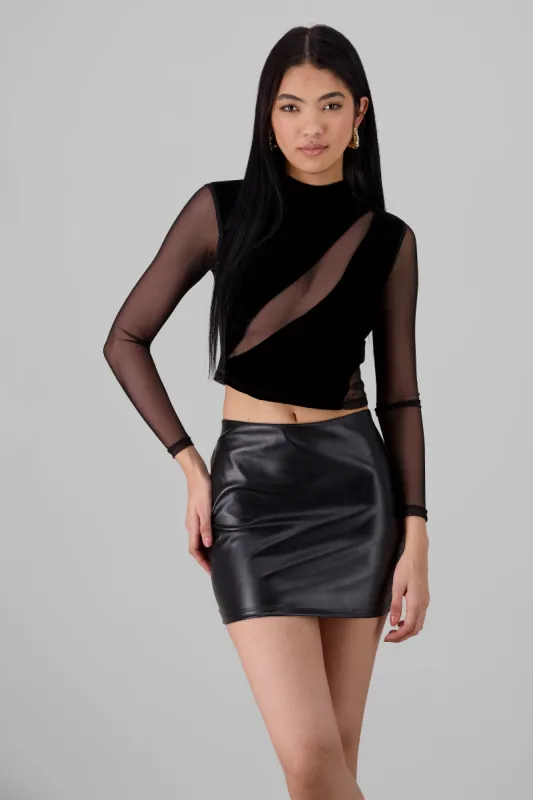 Top manga larga mesh contraste terciopelo sold by Shasa