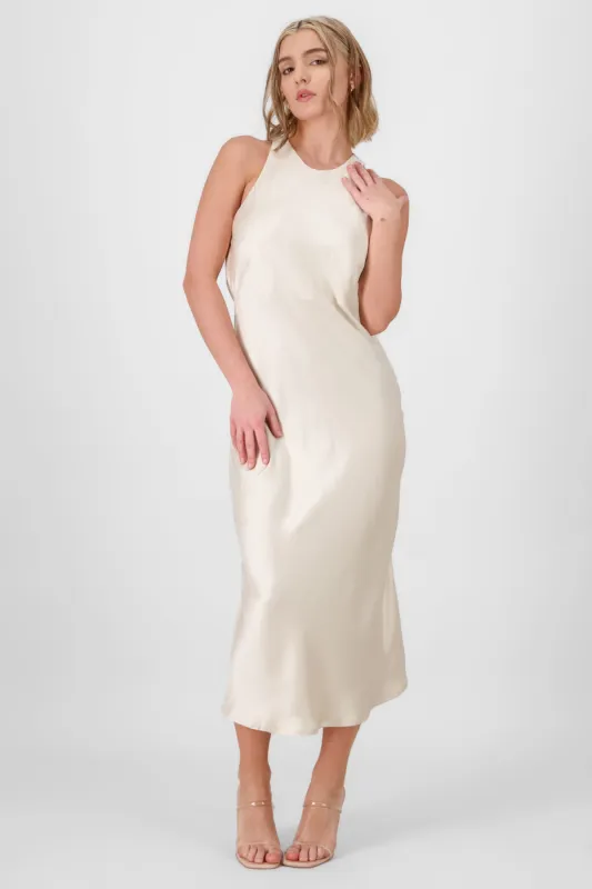 Vestido midi satin cuello redondo Hypsters sold by Shasa