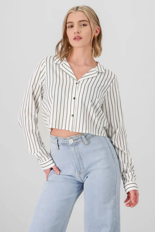Camisa crop manga larga detalle rayas sold by Shasa