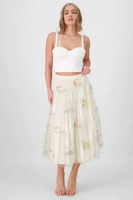 Falda midi plisada flores sold by Shasa